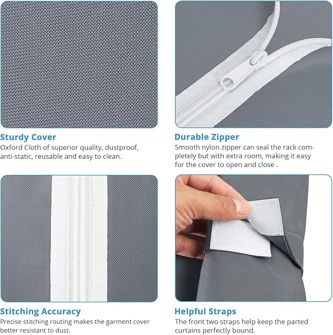 VIPEK V40C Covered Clothes Rack Heavy Duty Clothing Rack with Cover, Custom Freestanding Closet Portable Wardrobe Closet for Bedroom, Large Black Coset Rack with Grey Oxford Fabric Cover