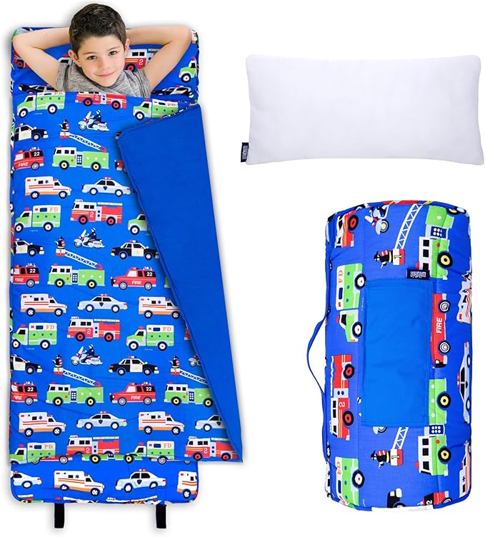 Wildkin Kids Original Nap Mat – Cozy Kids Sleep Mat with Pillow, Ideal for School & Travel - Heroes