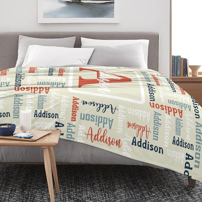 Dr.TOUGH Name Blanket Personalized Blanket for Adult Kids Flannel Customized Personalized Blankets and Throws