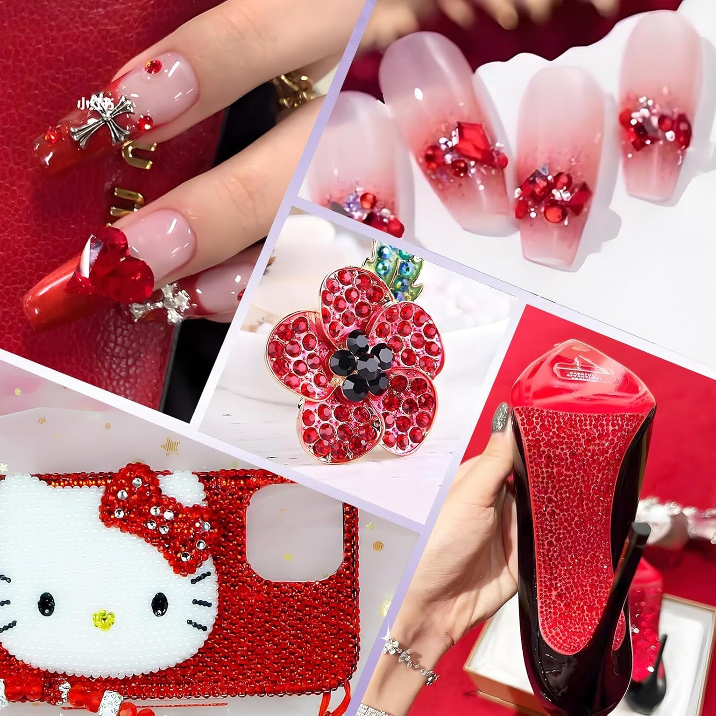 3000PCS SS10 Flatback Rhinestones | 12-Facet Diamond-Cut Glass Gems for Nail Art, Clothing, DIY Crafts |Glue-On Decoration Stones with Silver Backing(Siam)