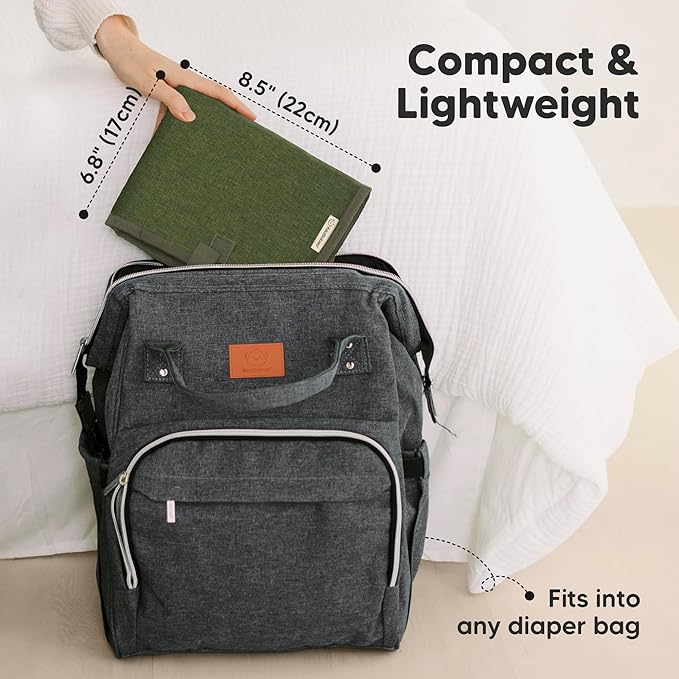 KeaBabies Portable Diaper Changing Pad, Easy Wipe Clean - Foldable Waterproof Baby Changing Mat for Diaper Bag, Compact, Lightweight, 25x13 Newborn, Infant, Baby Changer Travel Essential (Olive Green)