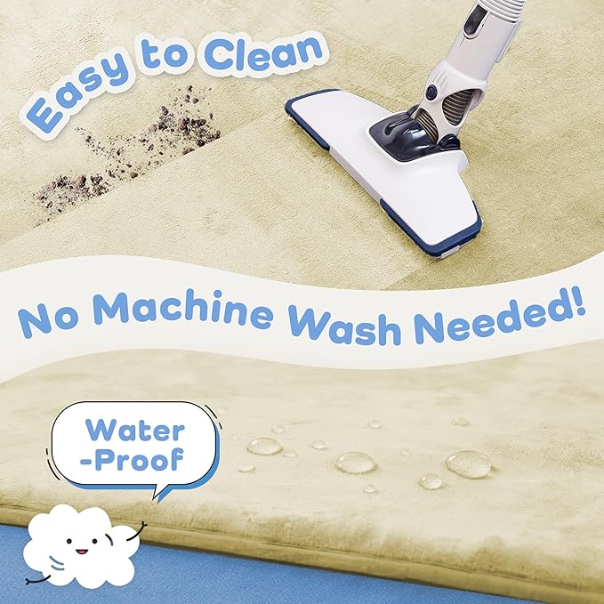 1.3" Thick Baby Floor Play Mat 50x50, Basic Padded Foam Mat for Tummy Time Crawling, Non Slip Cushioned for Babies Toddlers Infants Kids (Cream)