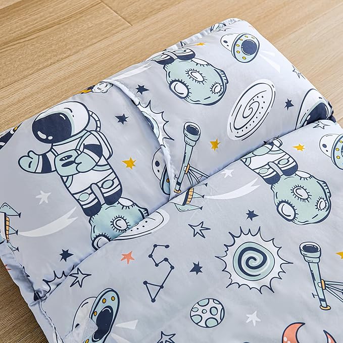 DJY Toddler Nap Mat,Kid Slumber Bag with Removable Pillow & Minky Blanket,Soft Sleeping Mat Perfect for Daycare,Preschool,Kindergarten,Travel