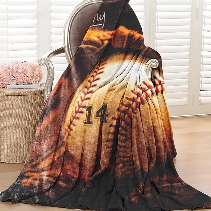 Custom Baby Soft Blanket: Personalized Bedding for Kids Softball Ball Throw Blankets - Perfect Newborn Gift Infant Swaddling Blanket with Name 30x40inch