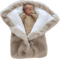 Warm Swaddle Blanket for Baby Boy or Girl, Multi Use Baby Wrap Swaddle, Ultra-Soft Fleece Interior Plush Exterior, Winter Stroller Blanket, Cold Weather Baby Swaddle (Beige, 0-6 Months)