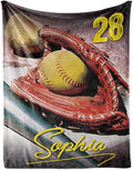 Baby Kids Personalized Baseball Blanket - Custom Name and Number - Soft Warm and Fluffy Flannel Fabric Gift for Sports Lovers 50x60inch
