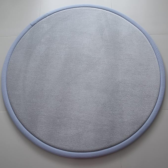 Loartee Thick Kids Round Rug - Coral Velvet Area Rugs, Memory Foam Circular Carpet for Nursery Playroom Home Decor Dormitory, Diameter 39 inch, Gray