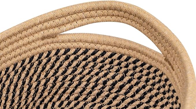 CubesLand Small Cube Shelf Closet Storage Baskets Bins Set 2,Woven Basket for Organizing/Storage, Long-lasting &Skin-friendly Storage Basket Bin,Stylish Room Decor Basket,Camel/Mixed Black Rope Basket