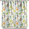 Cartoon Forest Kids Curtains,Cute Woodland Wild Animals Colorful Deer Plants Trees Print Pattern Thermal Insulation Blackout Window Drapes for Nursery Boys Girls Bedroom,White Background 42x45 Inch
