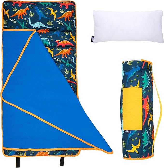 Wildkin 43-inch Kids Nap Mat – Soft Microfiber Toddler Sleeping Mat with Pillow