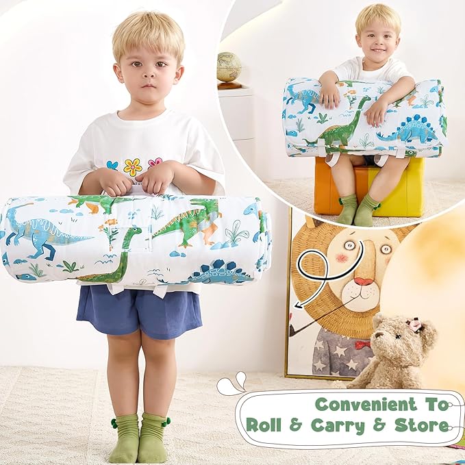 DJY Toddler Nap Mat,Kid Slumber Bag with Removable Pillow & Minky Blanket,Soft Sleeping Mat Perfect for Daycare,Preschool,Kindergarten,Travel