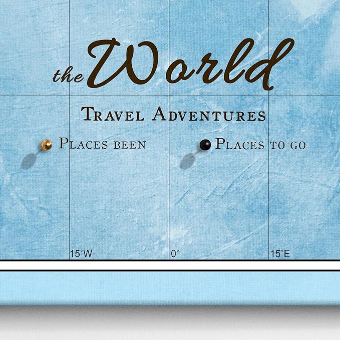 Canvas World Map with Cork Pin Board - English Lettering - Decorative Wall Decoration for All Rooms - Canvas Pictures with World Map Motif (90x60 cm, Pattern 21)
