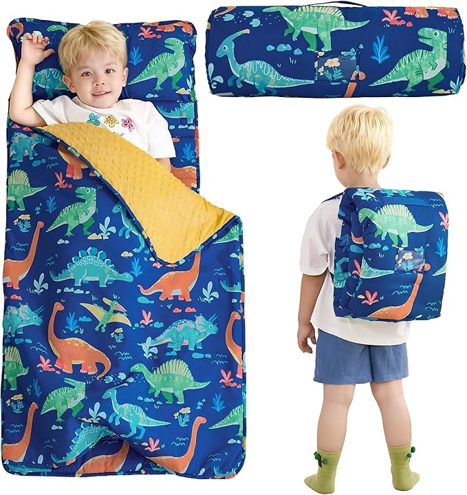 DJY Toddler Nap Mat,Kid Slumber Bag with Removable Pillow & Minky Blanket,Soft Sleeping Mat Perfect for Daycare,Preschool,Kindergarten,Travel