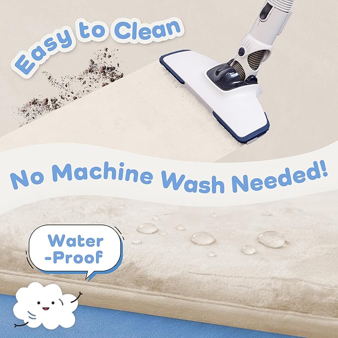 1.5" Thick Baby Play Mat for Floor, 50x50 Playpen Mat, Pro Soft Flannel Foam Mats Toddler Infant Kids Crawling for Nursery Rug Playroom Living Room Waterproof Easy Care Non-Slip (Beige)