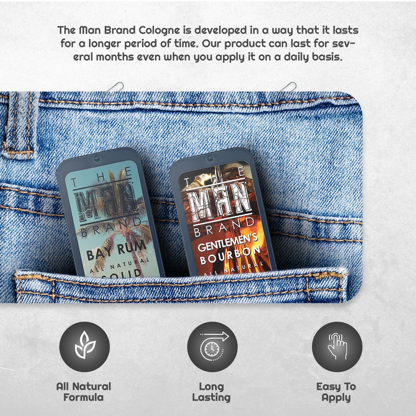 Solid Cologne Sample Set with Bay Rum Solid Cologne and Genlemen's Bourbon Solid Cologne (Bay Rum and Bourbon - 2 Pack - 0.75 oz each)