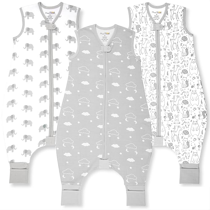 Mama Cheetah Toddler Sleep Sack with Feet 3T-4T, 0.5 TOG Organic Cotton Baby Wearable Blankets with Legs, Baby Sleeping Bag for Walkers, Early Walker Large, 3-Pack