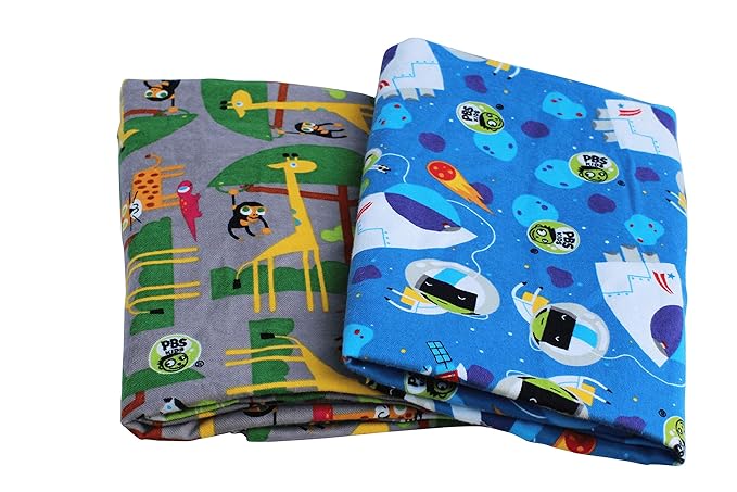 KinderMat 1.5" Thick + PBS Kids Adventure Kit - 2 Washable Covers - 47" x 22", Special Edition - Safari Party and Space Explorer - Value Bundle Great for Daycare & Family Households