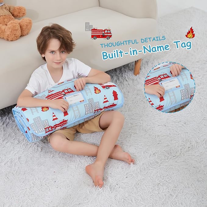 softan Toddler Nap Mat with Pillow and Blanket, Extra Large Rolled Napping Mats,Slumber Bags for Boys Girls,Easy to Roll up,Kids Sleeping Bag for Daycare, Preschool Travel Camping