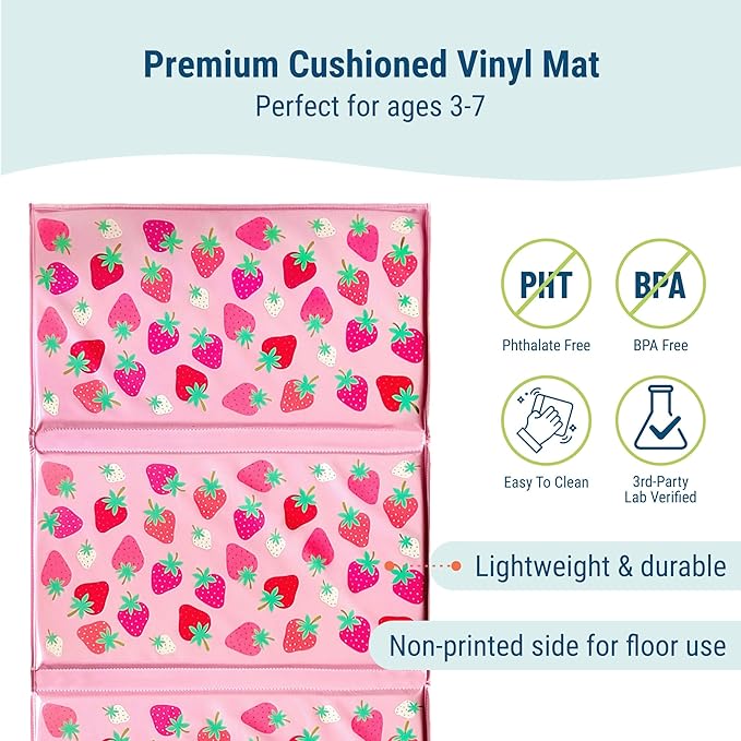 Wildkin Kids Vinyl Nap Mat – Foldable, Durable Rest Mat for Daycare & Preschool