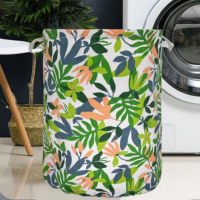 Merdes 19.7’’ Waterproof Foldable Laundry Hamper, Dirty Clothes Laundry Basket, Linen Bin Storage Organizer for Toy Collection (Plant Green)