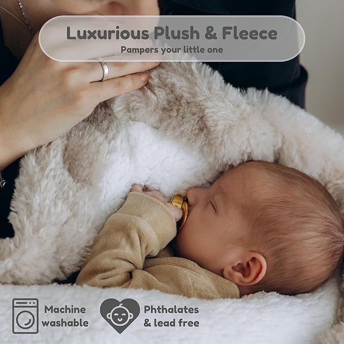 Warm Swaddle Blanket for Baby Boy or Girl, Multi Use Baby Wrap Swaddle, Ultra-Soft Fleece Interior Plush Exterior, Winter Stroller Blanket, Cold Weather Baby Swaddle (Beige, 0-6 Months)