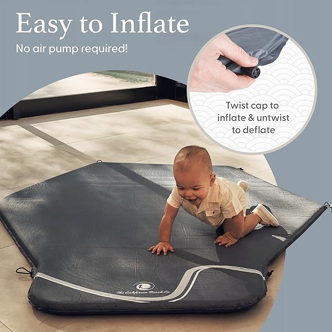 Baby Playmat for The Pop 'N Go Baby Playpen - 1.3" Thick Self-Inflating Playmat for Placement Underneath Pop 'N Go Playpen or for Standalone Usage - Soft and Comfy Portable Pad w/Travel Bag