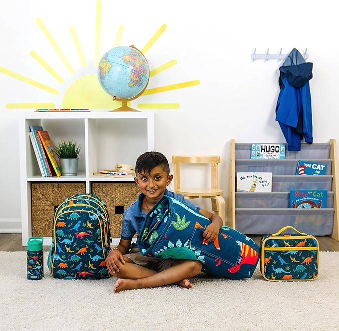 Wildkin Kids Microfiber Nap Mat – Soft Sleep Mat with Pillow, Ideal for School & Travel - Jurassic Dinosaurs