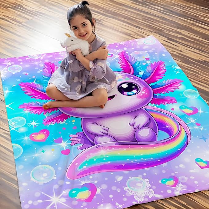 Girls Blanket Throw Gift for Kids Teens Daughter Birthday - 60x80 Inches Soft Warm Cute Rainbow Animal Throw Blankets for Sofa Couch Bed Travel