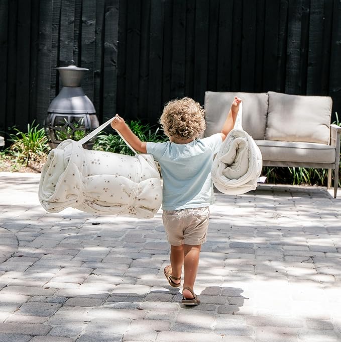 Makemake Organics GOTS Certified Organic Cotton Nap Mat with Detachable Pillow for Kids Soft Sleeping Bag for Toddlers, Boys, Girls - Ideal for Daycare, Preschool, Kindergarten