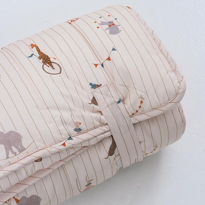 Organic Toddler Nap Mat – 100% Cotton Kids Washable Sleeping Mat & Detachable Pillow – Sleeping Bag with Soft 1.5” Pad – Ideal Nap Mat for Daycare, Preschool, & Sleepovers