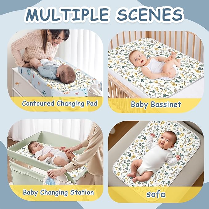 Baby Diaper Changing Pad – 31.5" x 21.5" Extra Large Waterproof Absorbent Portable Changing Mat, Reusable Changing Pad Liner for Travel or at Home Use(Fox)
