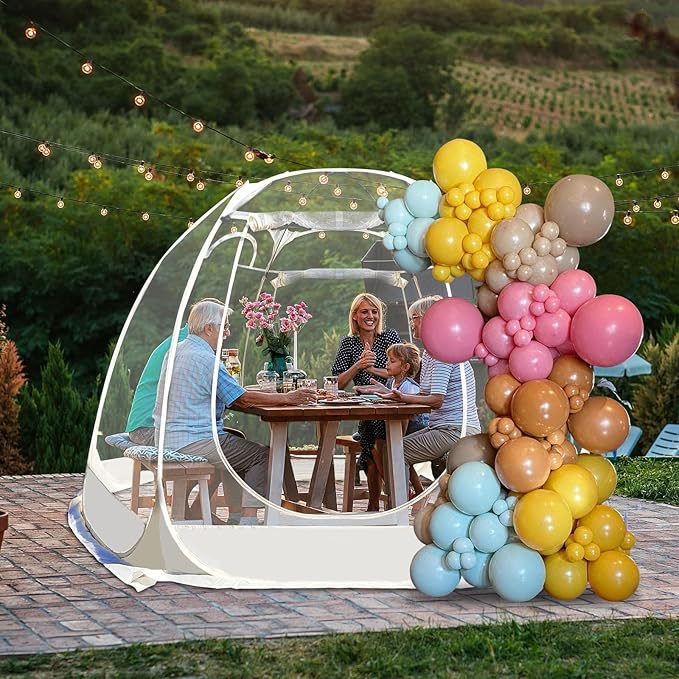 10 'x10' Screen Houses Pop-up Outdoor Camping Tent, 540 Degree Fully Transparent Non Dead Corner Gazebo Suitable for 6-8Adults (10 'x10')