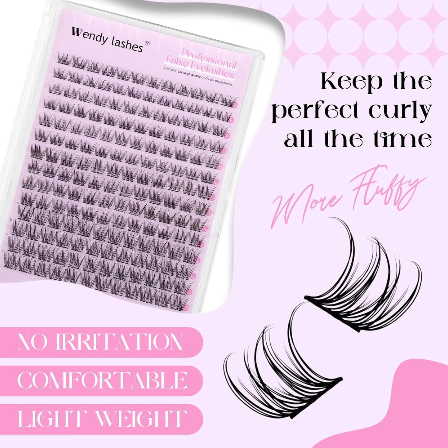WENDY Lashes Clusters Kit DIY Eyelash Extension with Eyelash Curler Black Cluster Eyelash Extensions Individual Lashes Kit Wispy Soft Eyelash Extensions for Using at Home（Kit,YM15-0.07D,10-18mm）