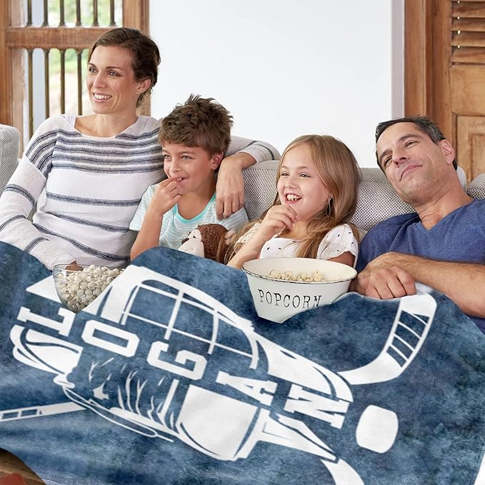 Custom Name Number Hockey Blanket: Personalized Gift for 0-3 Months Baby Nursery Blankets - Toddler Kids Boy Girl Adults Bedding Essentials(50 * 60inch)