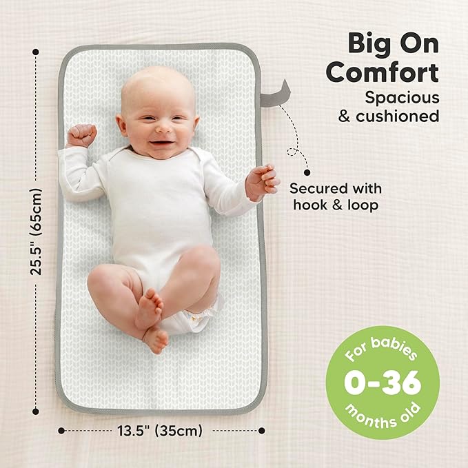 KeaBabies Portable Diaper Changing Pad, Easy Wipe Clean - Foldable Waterproof Baby Changing Mat for Diaper Bag, Compact, Lightweight, 25x13 Newborn, Infant, Baby Changer Travel Essential (Woodland)