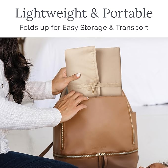 Natemia Baby Portable Diaper Changing Pad - Oeko-TEX Percale Cotton - Reusable Changing Pad for Baby - Flexible and Foldable for Travel - Machine Washable - Baby Essentials