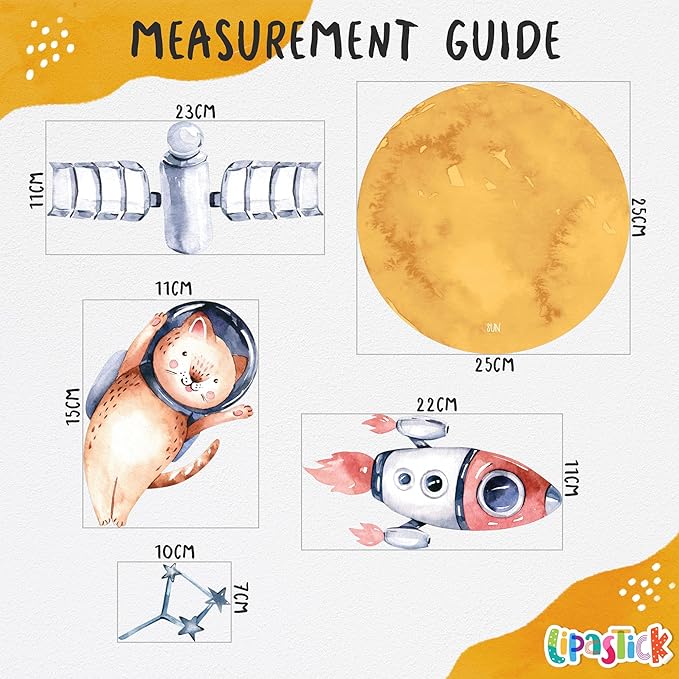 Solar System Wall Decals for Kids - Planets and Space Themed Wall Stickers by Lipastick - Peel and Stick Vinyl Decals for Boys and Girls Bedroom, Nursery, Playroom, Daycare - M Size