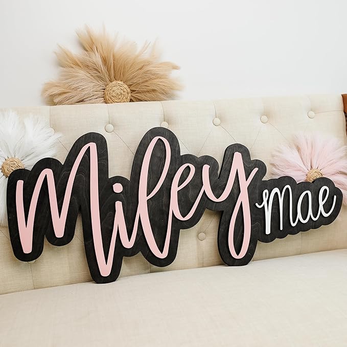 Hickory Hollow Designs Wooden Name Signs, Baby Name Sign, Name Signs for Kids Room, Custom Plaque, (Kason Laine)