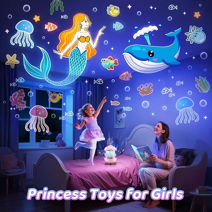 Onefire Night Light for Kids Gifts, 15 Sound Machine Baby Night Light, 15 Films Star Projector for Kids Room Decor, Brightness Unicorn Light Projector for Toddler Girl Toys Toddler Girl Gifts Age 1-5