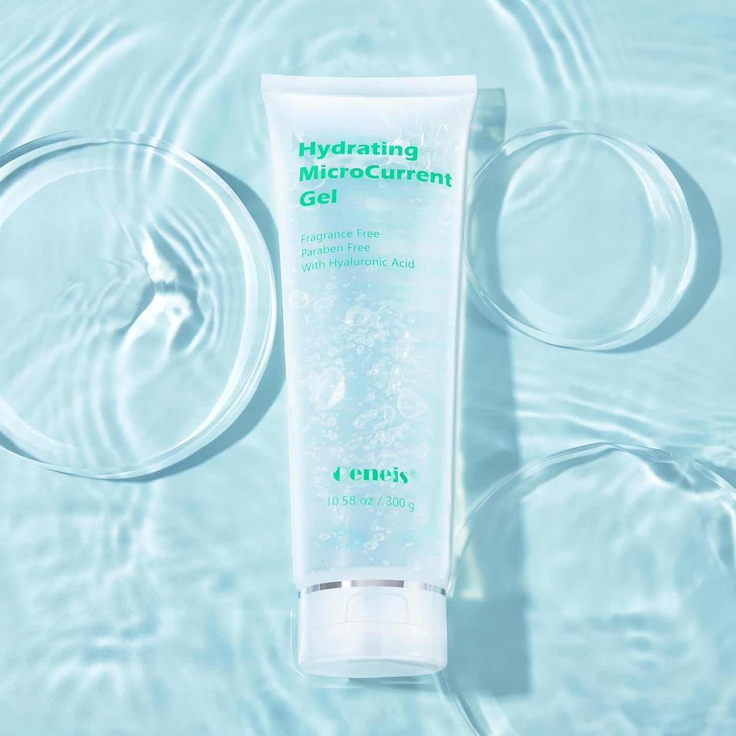 Hydrating Microcurrent Conductive Gel, Fragrance-Free, Paraben-Free, Gel Primer with Hyaluronic Acid, Non-irritating, Moisturizing Gel for RF, 300g Tube, Clear