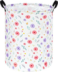KUNRO Spring Flower Laundry Gift Basket Storage Hamper, Kids Toys and Clothes Storage Organizer Bins, Toy Shelf Basket with Handles for Room Decor