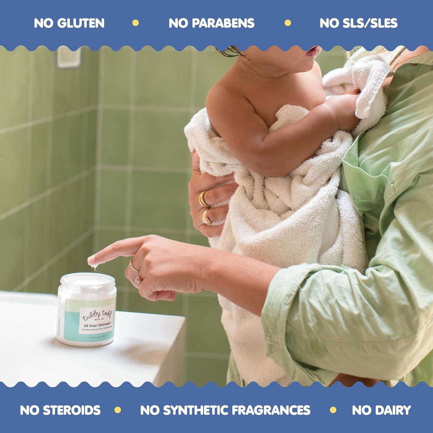 TUBBY TODD All Over Ointment - Baby Eczema Cream - Everyday Multi-Purpose Baby Skin Relief Cream - Sensitive Skin, Dry Skin & Irritation - Steroid & Gluten Free - Lavender Rosemary, 2 Pack 3.5oz & 8oz