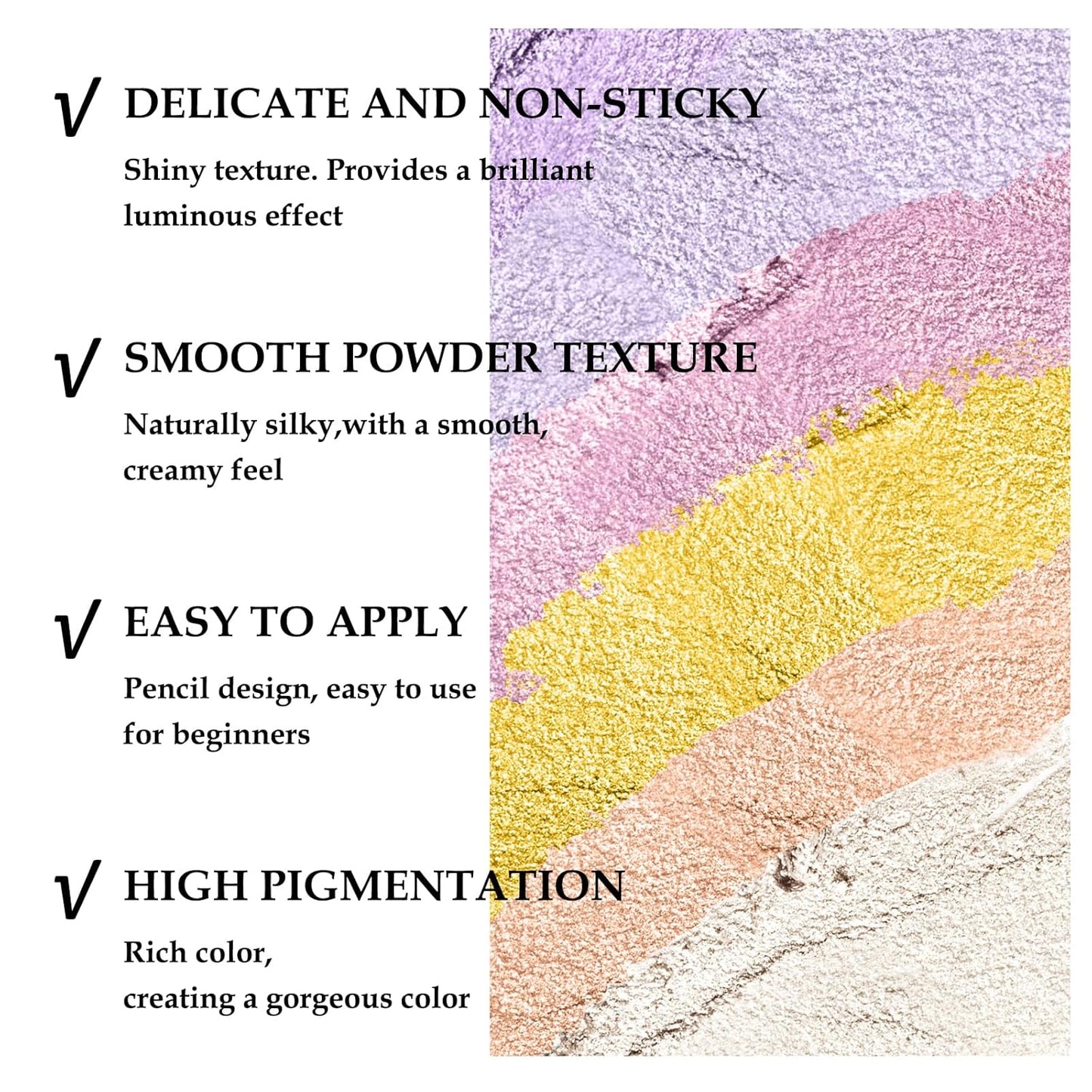 Boobeen 6PCS Cream Eyeshadow Stick Waterproof Pencil Crayon Eye Brightener Shimmer Pen Create Glitter Makeup, Easy to Use