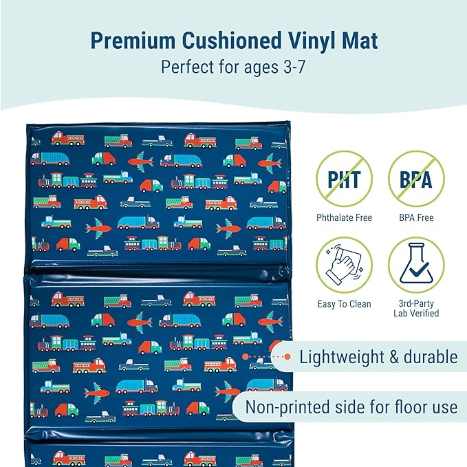 Wildkin Kids Vinyl Nap Mat – Foldable, Durable Rest Mat for Daycare & Preschool