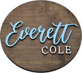 Custom Round Nusery Name Sign, Personalized 3D Baby Name Announcement Sign, Personalized Wooden Wall Plaque, 3D Wall Art for Children & Kids Rooms, Family Name Signs, 30 Colors (Design 7)