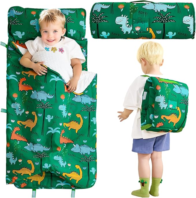 DJY Toddler Nap Mat,Kid Slumber Bag with Removable Pillow & Minky Blanket,Soft Sleeping Mat Perfect for Daycare,Preschool,Kindergarten,Travel