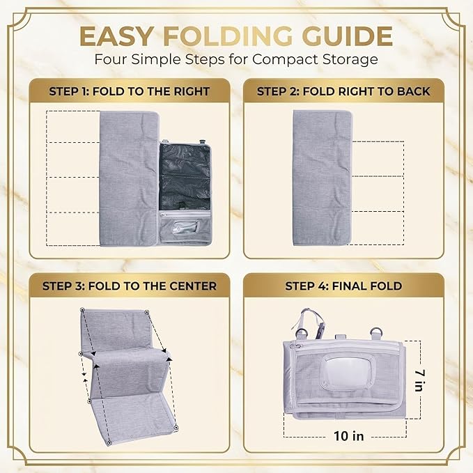 Large Portable Diaper Changing Pad - Waterproof Foldable Baby Travel Changing Mat with Storage Pockets & Wipes Bag, Lightweight, One-Hand Fold, Crossbody Strap for Parents,Infant Travel Station Kit