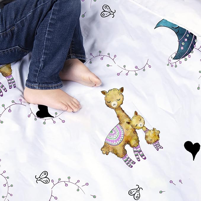 JumpOff Jo Nap Mat for Kids - Cozy Kids Rest Mat with Removable Pillow and Ultra Soft Blanket for Preschool, Daycare, and Sleepovers - Llama & Mama