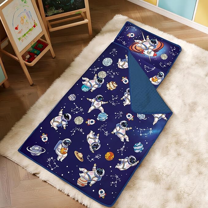 Toddler Nap Mat Kids Sleeping Bag 59"×24", Soft Slumber Bag with Removable Pillow and Blanket for Kids Girls Boys,Roll Up Sleeping Mat Thick for Camping,Daycare, Kindergarden