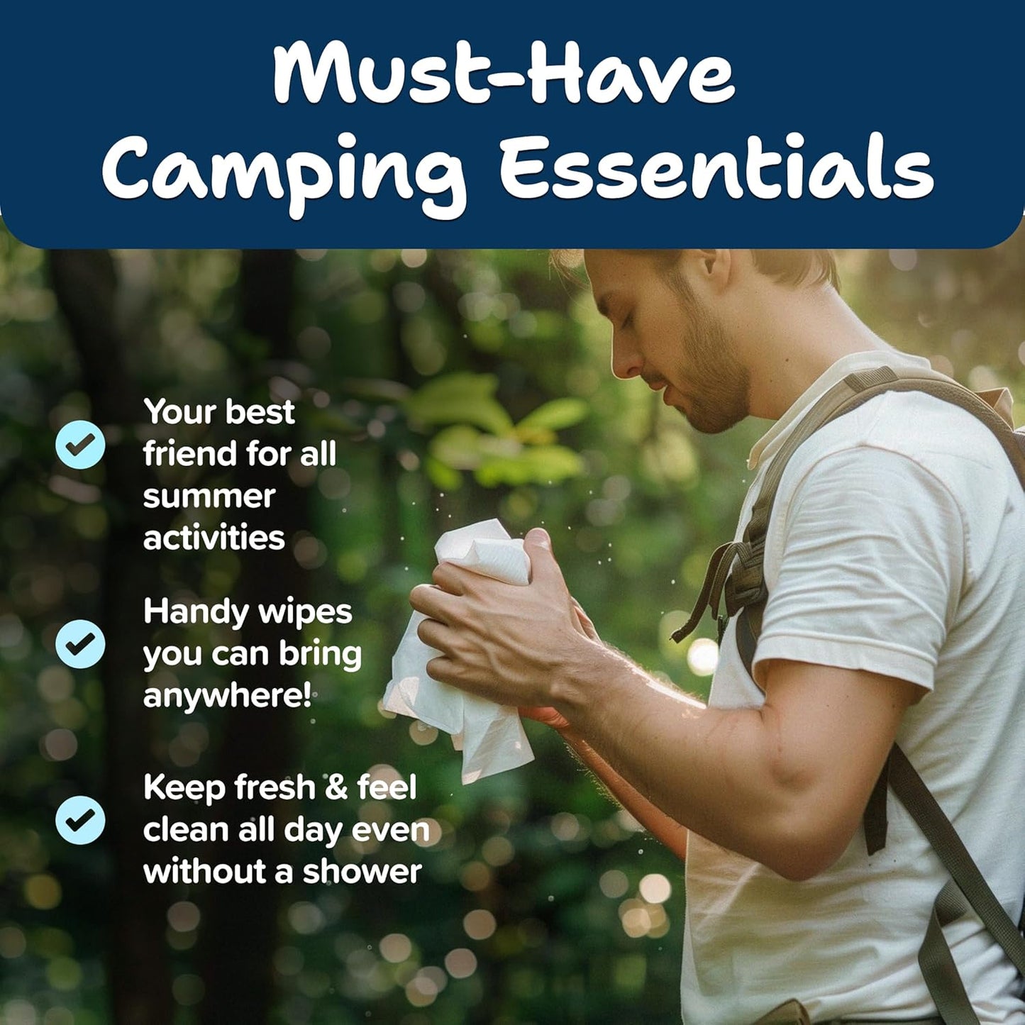 Body Wipes For Adults Bathing No Rinse 50pc XL - Ultra Thick Shower Wipes For Men Women - Hygiene, Personal Cleansing & Camping Essentials, Elderly Care, Travel, Incontinence Disposable